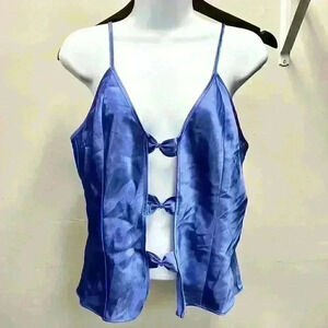 Vintage 90s Fredericks Of Hollywood Womens Large Cami Bow Purple Peekaboo Satin